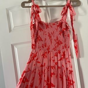 Pink and Red Floral Hi low Maxi dress